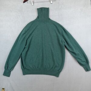 Malo Italy Sweater 100% Pure Cashmere Green Size 54 Mens Turtleneck Jumper